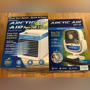 New lot of 2 Arctic Air Pure Chill 2.0 Portable Air Cooler & Grip Go